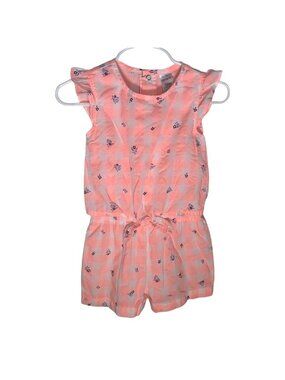 Carters Baby Girls 18M Pink Gingham Floral Romper Ruffle Sleeve Outfit